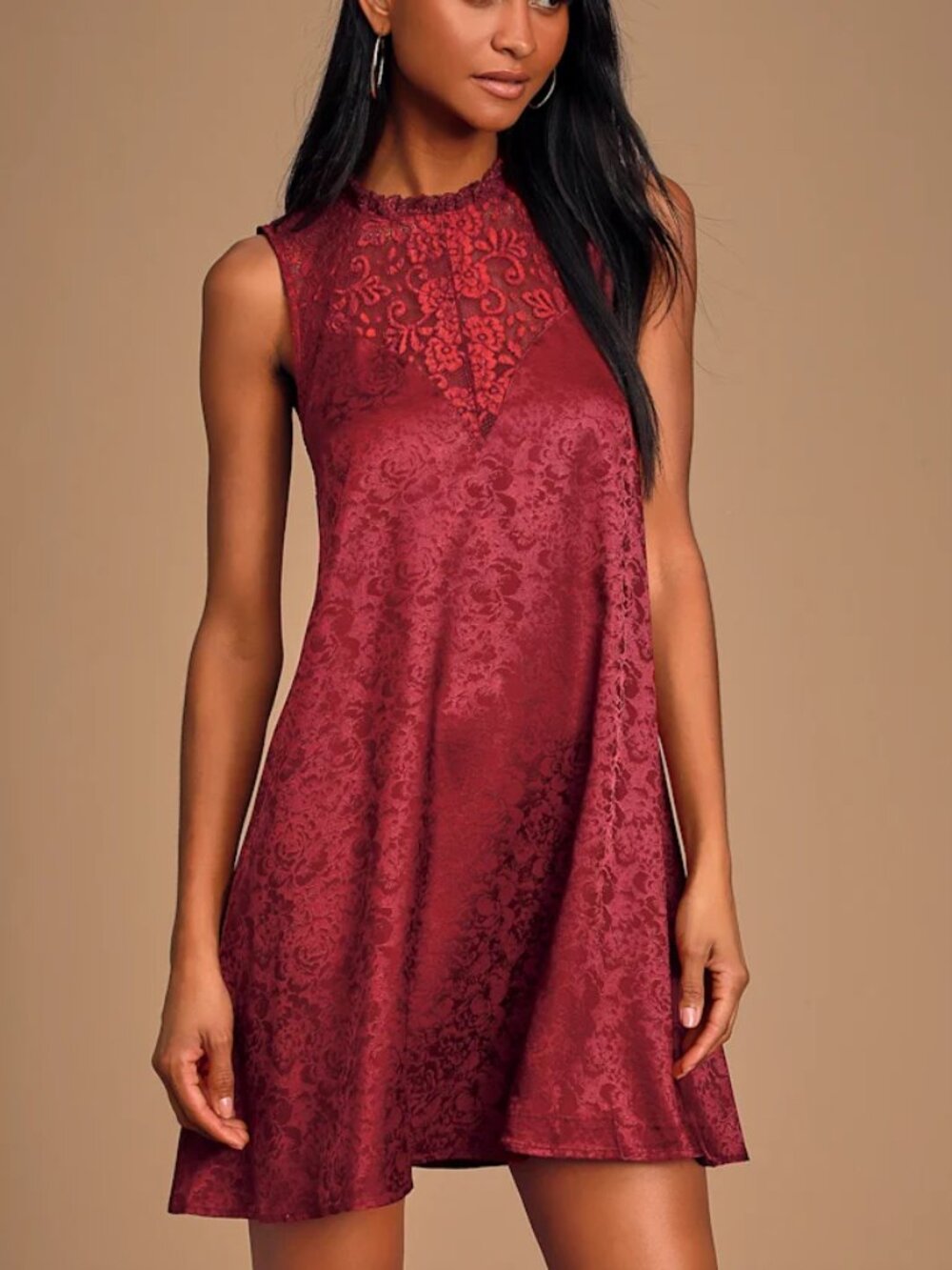 Lulus burgundy swing dress S